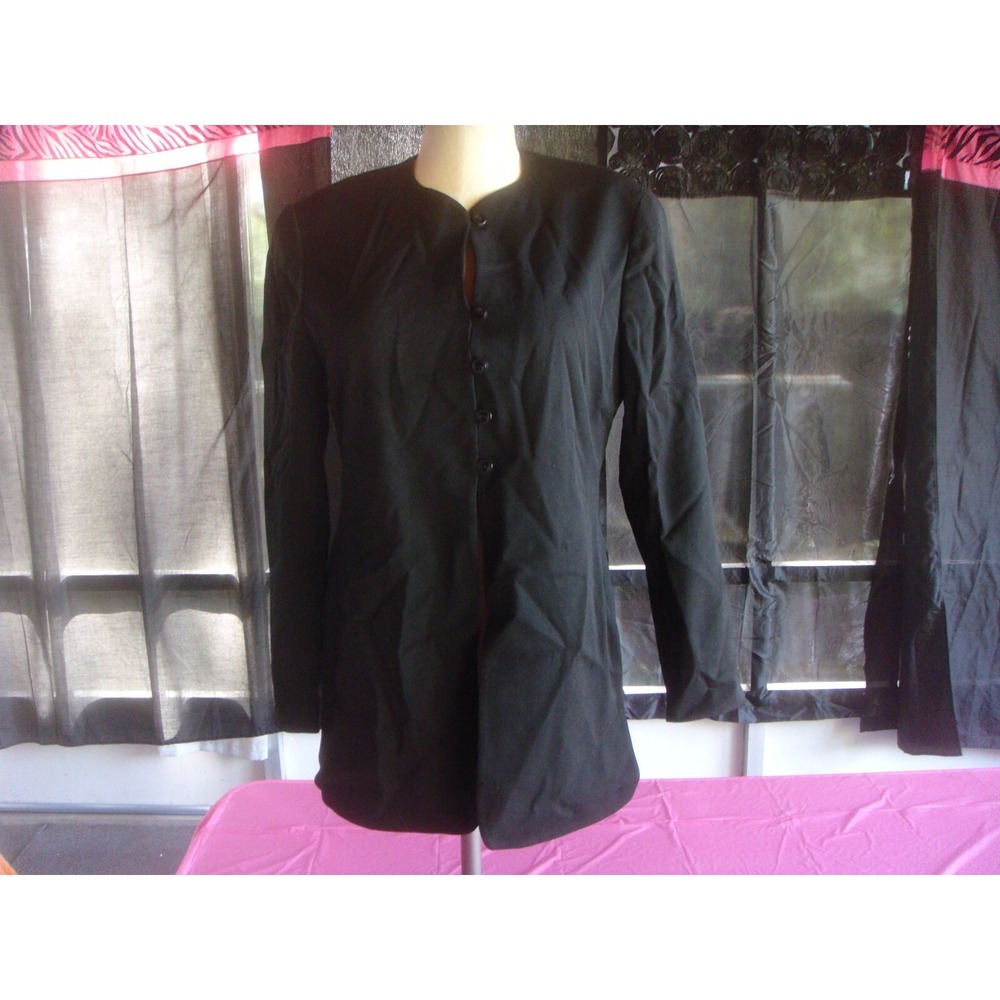 Tahari womens wool blazer size 10 shoulder pads  button top half lined jacket‎